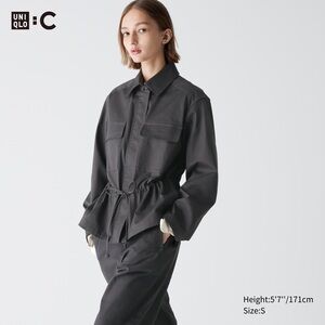 Uniqlo C Claire Wright Keller drawstring canvas jacket in gray